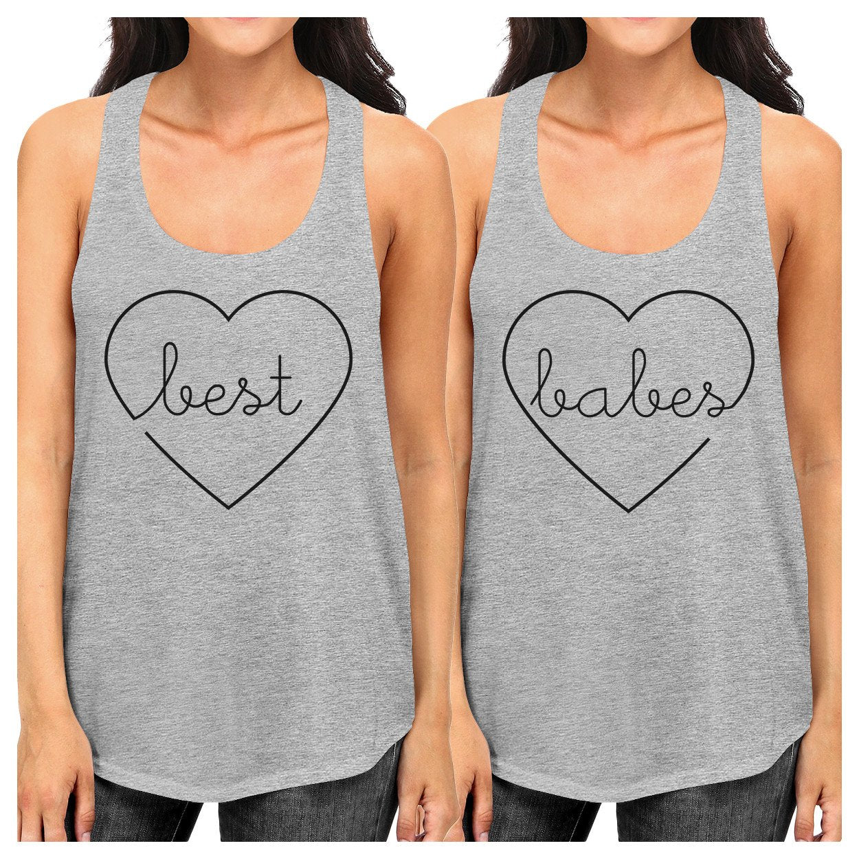 Best Babes BFF Matching Grey Tank Tops