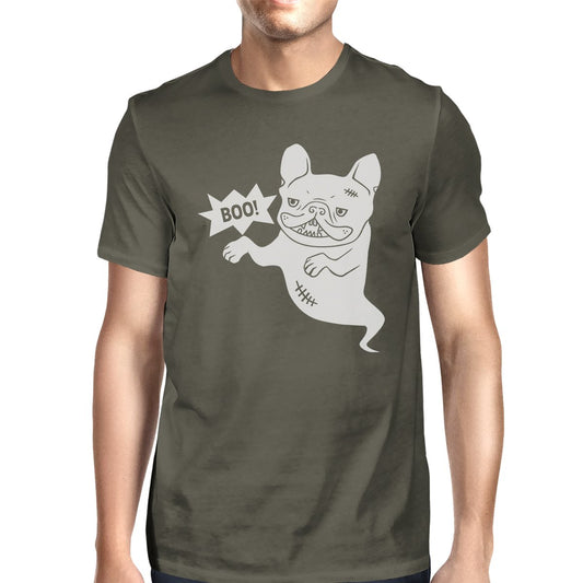 Boo French Bulldog Ghost Mens Dark Grey Shirt