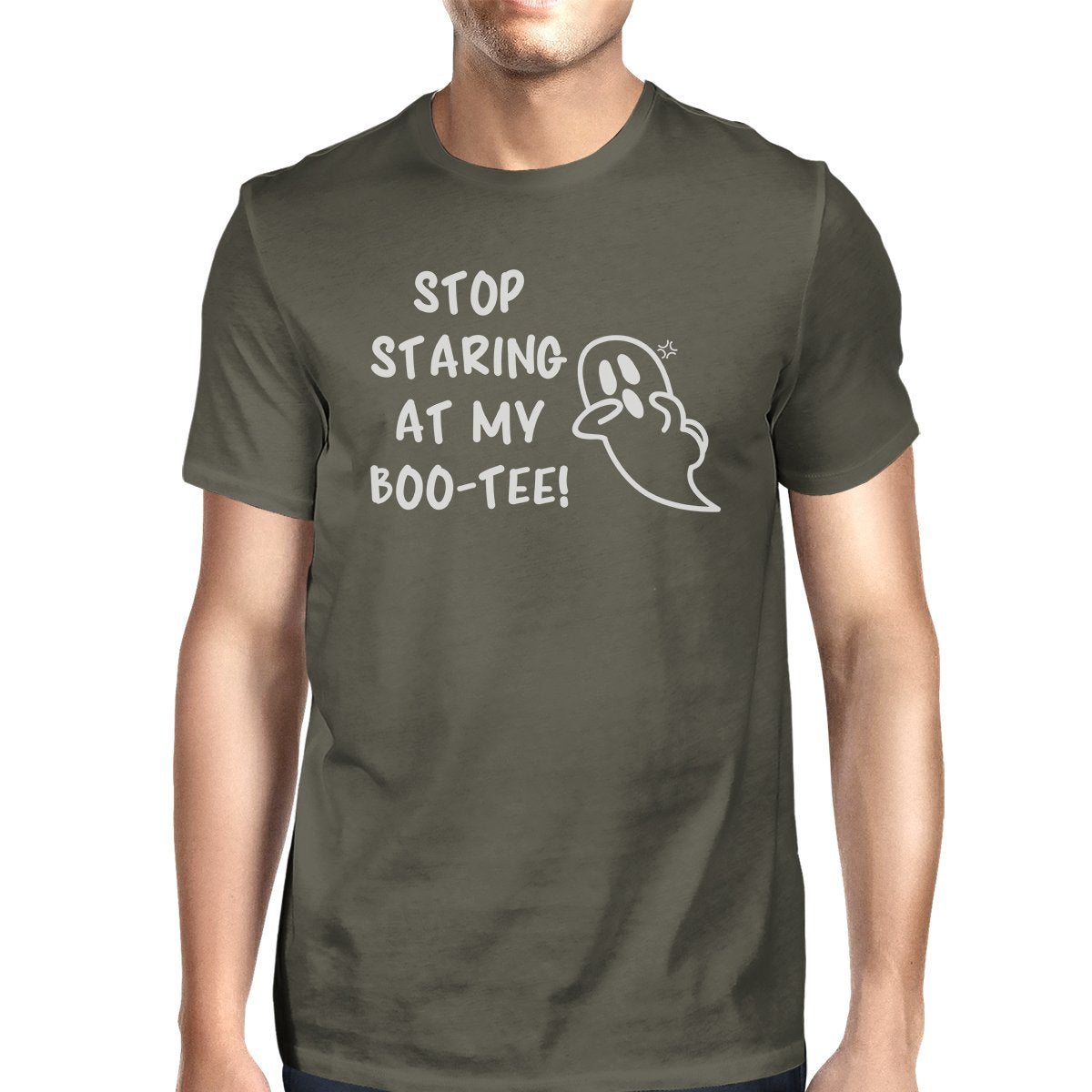 Stop Staring At My Boo-Tee Ghost Mens Dark Grey Shirt