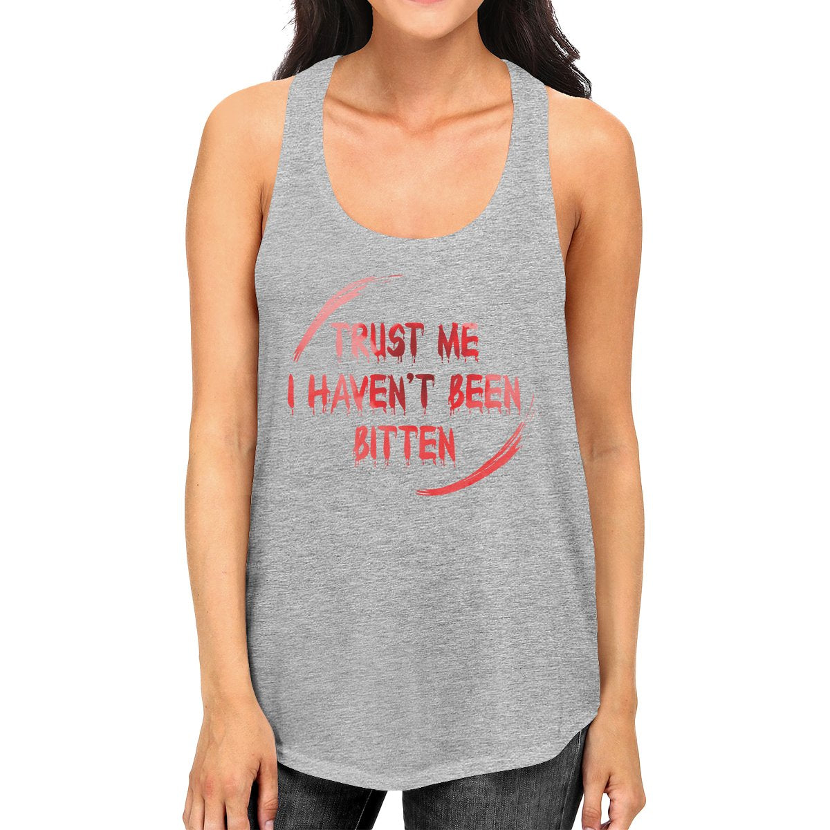 Trust Me I Haven't Been Bitten Blood Womens Grey Tank Top