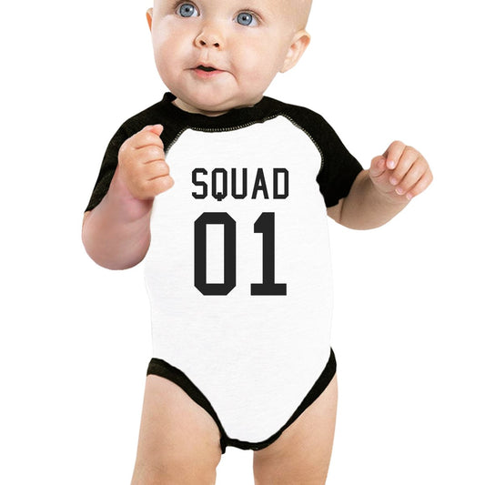 Squad01 Baby Black And White Baseball Shirt