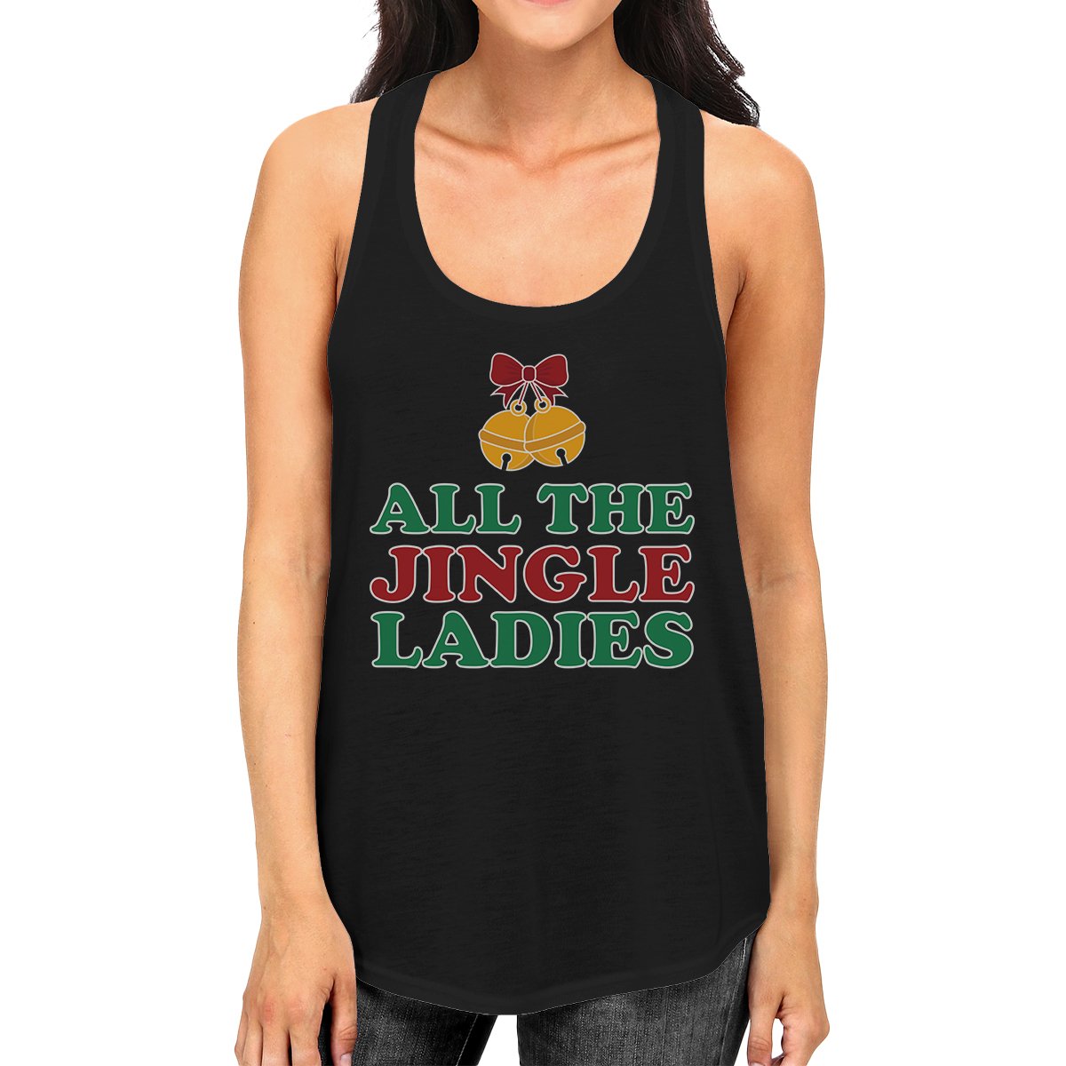 All The Jingle Ladies Womens Black Tank Top