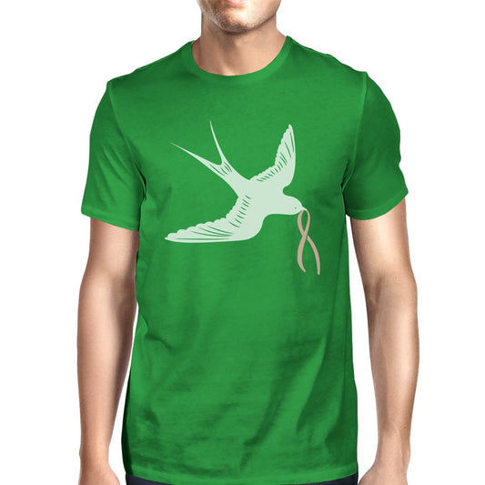 Pink Ribbon And Swallows Birds Mens Shirt
