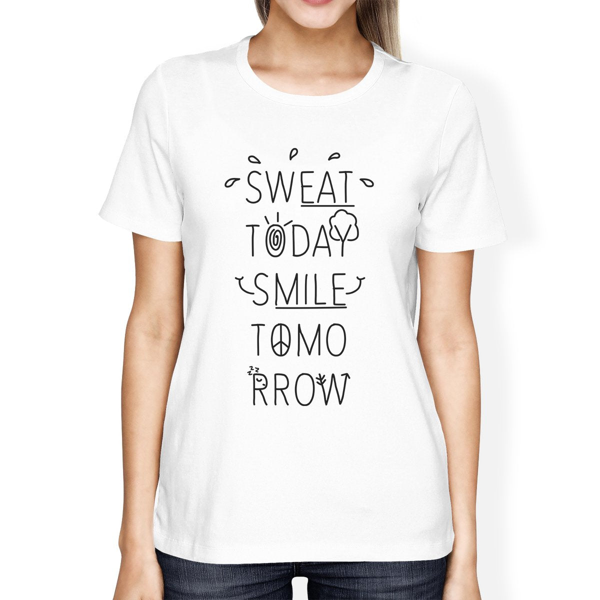Sweat Smile Womens Funny Workout Shirt Work Out Theme T-Shirt Gifts