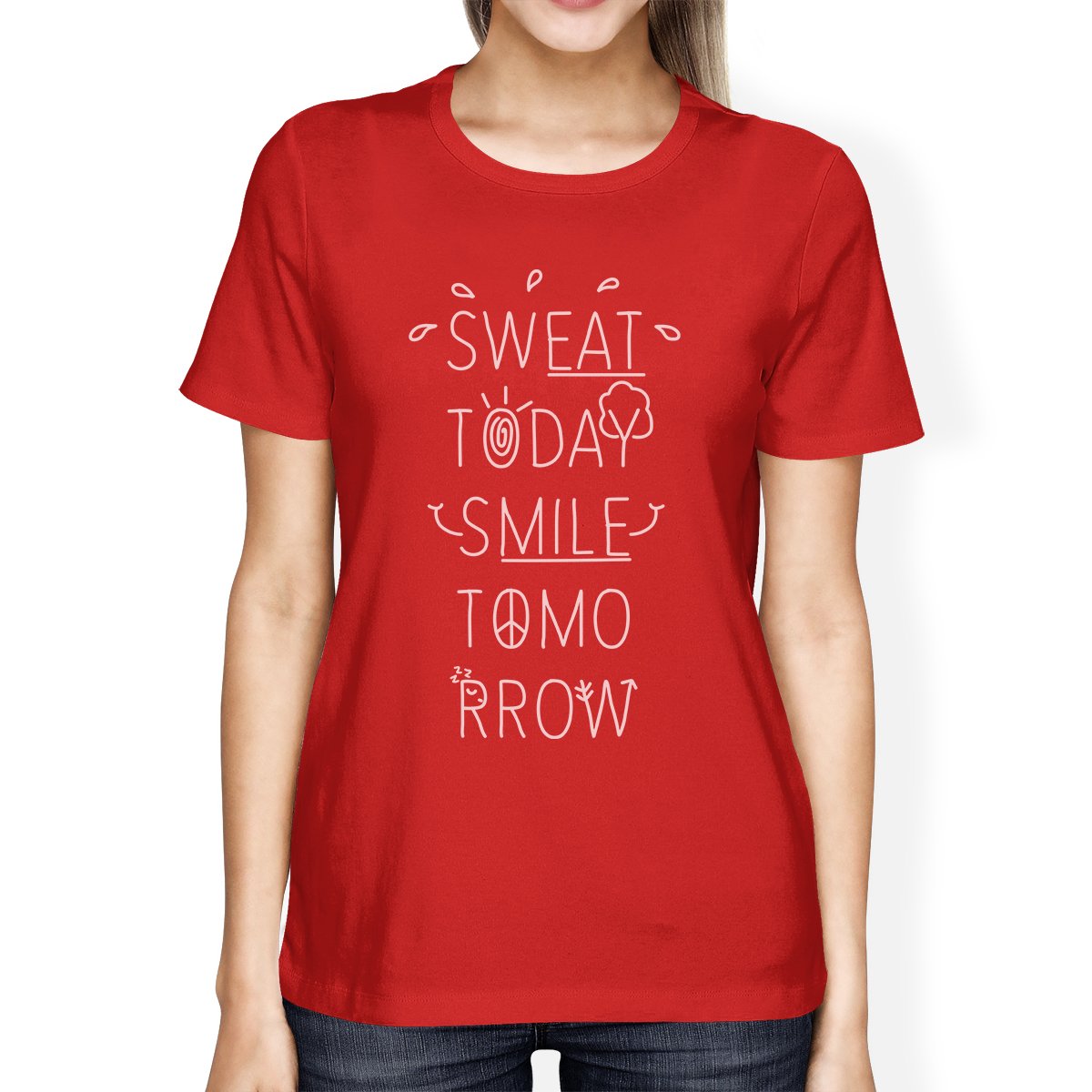Sweat Smile Womens Funny Workout Shirt Work Out Theme T-Shirt Gifts