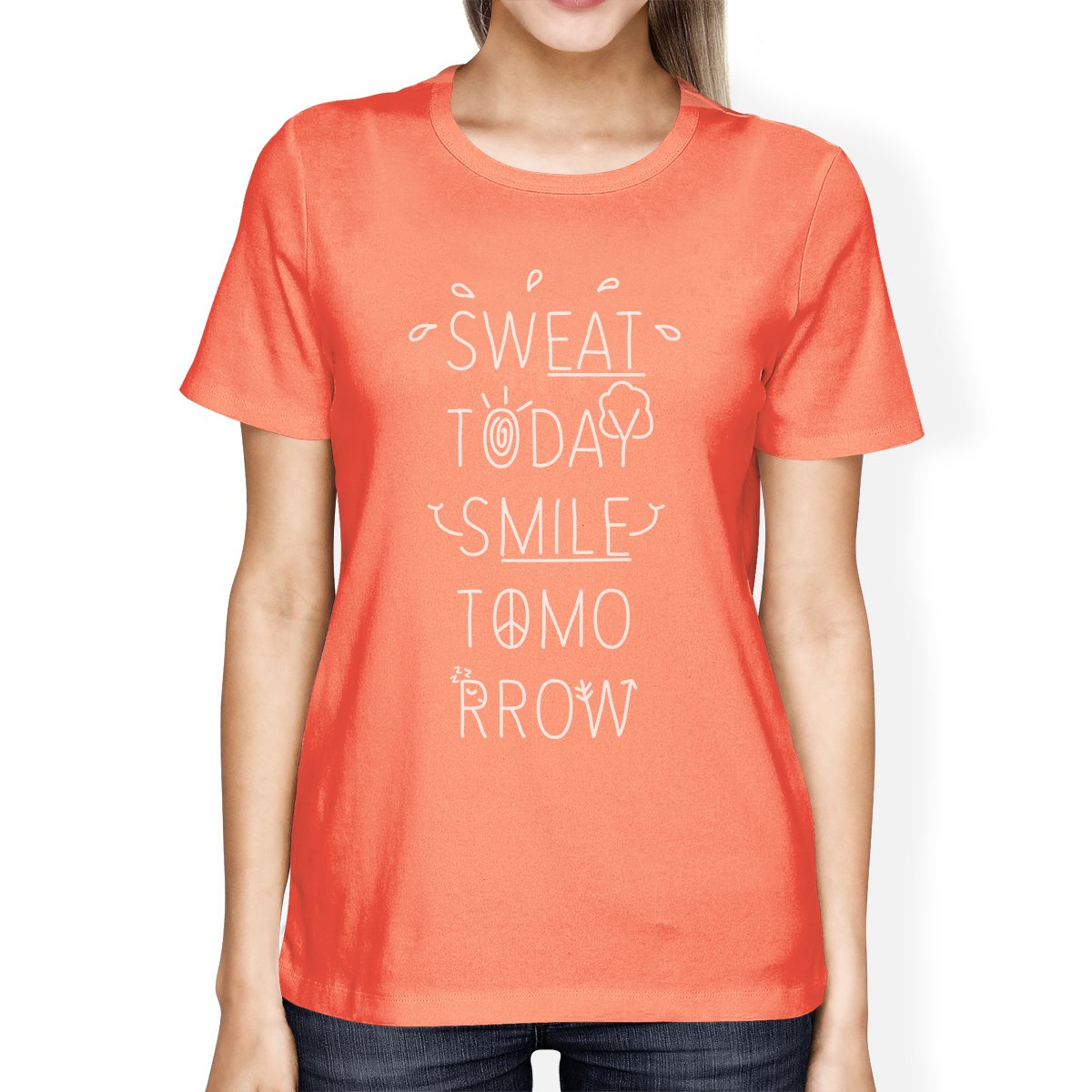 Sweat Smile Womens Funny Workout Shirt Work Out Theme T-Shirt Gifts