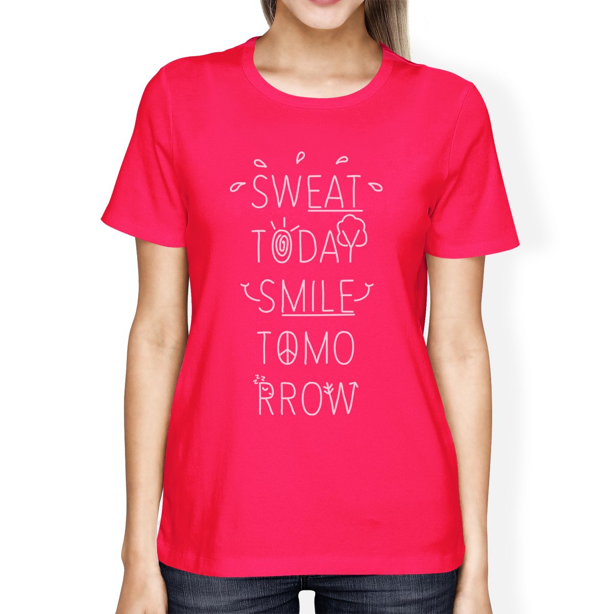 Sweat Smile Womens Funny Workout Shirt Work Out Theme T-Shirt Gifts