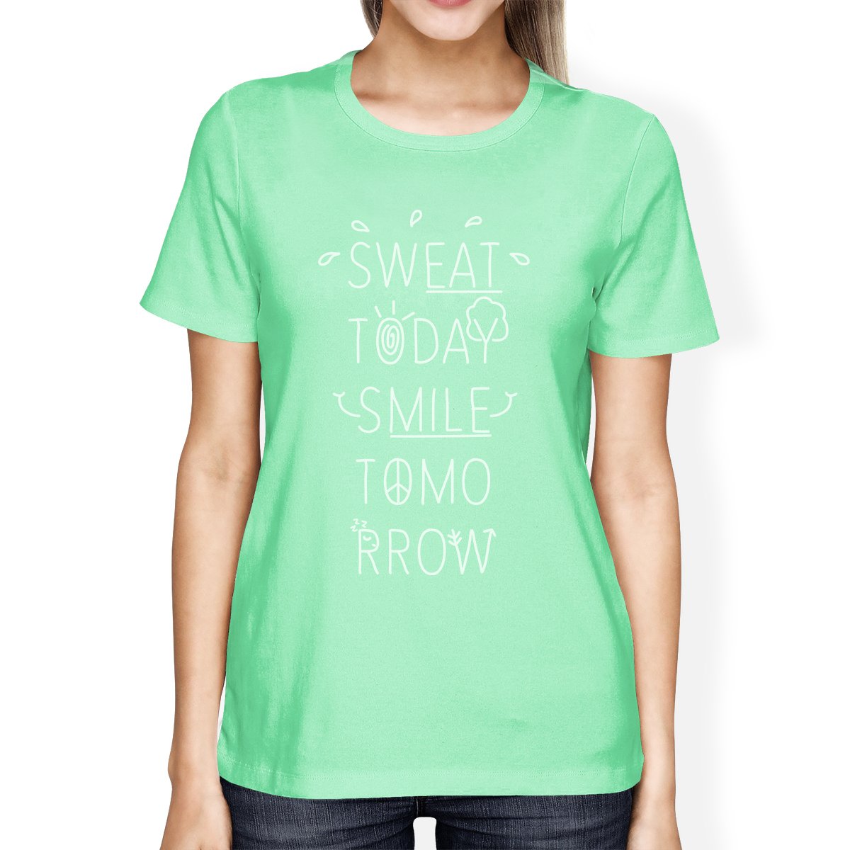 Sweat Smile Womens Funny Workout Shirt Work Out Theme T-Shirt Gifts