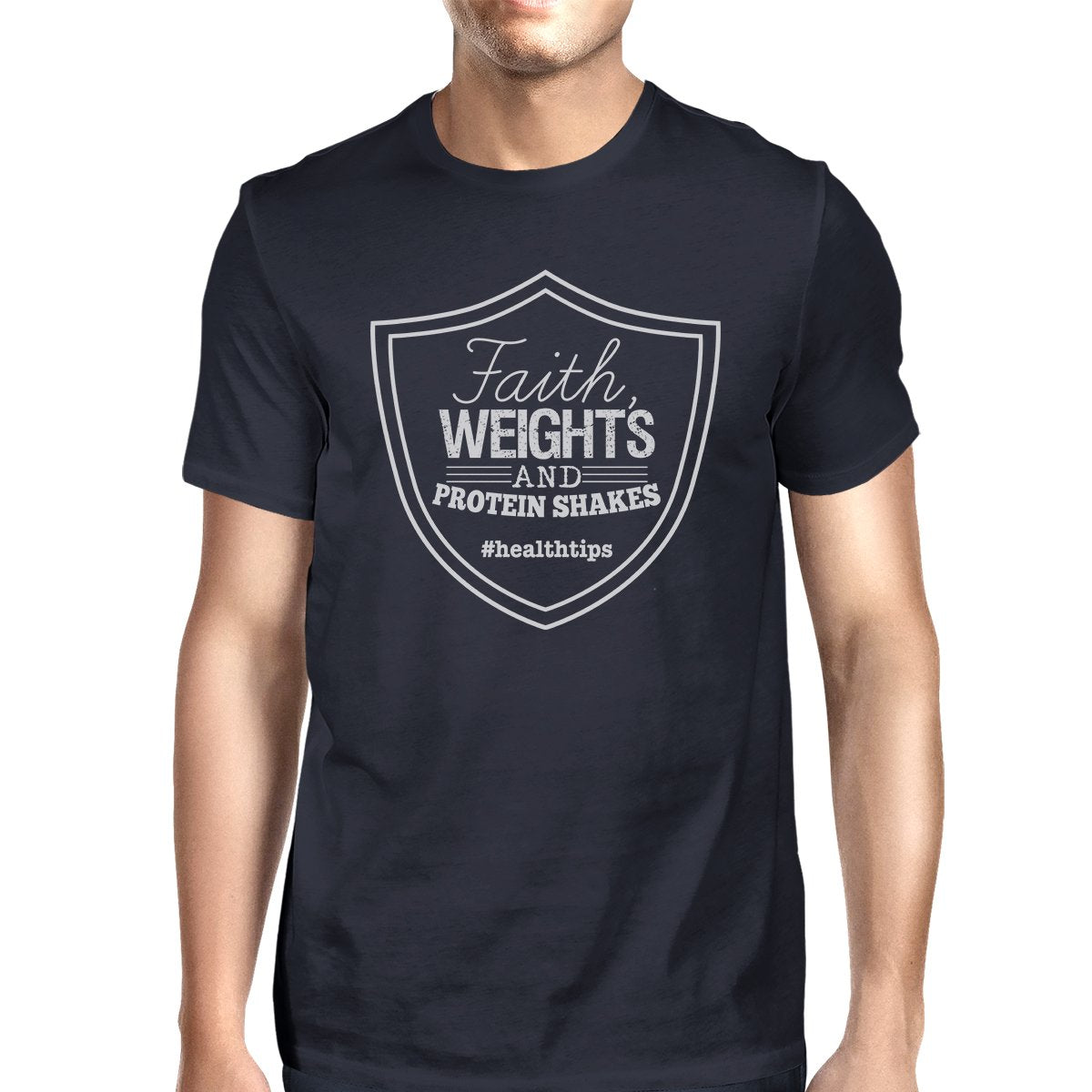 Faith Weights Mens Cool Cotton Round Neck T-Shirt For Exercise Gift