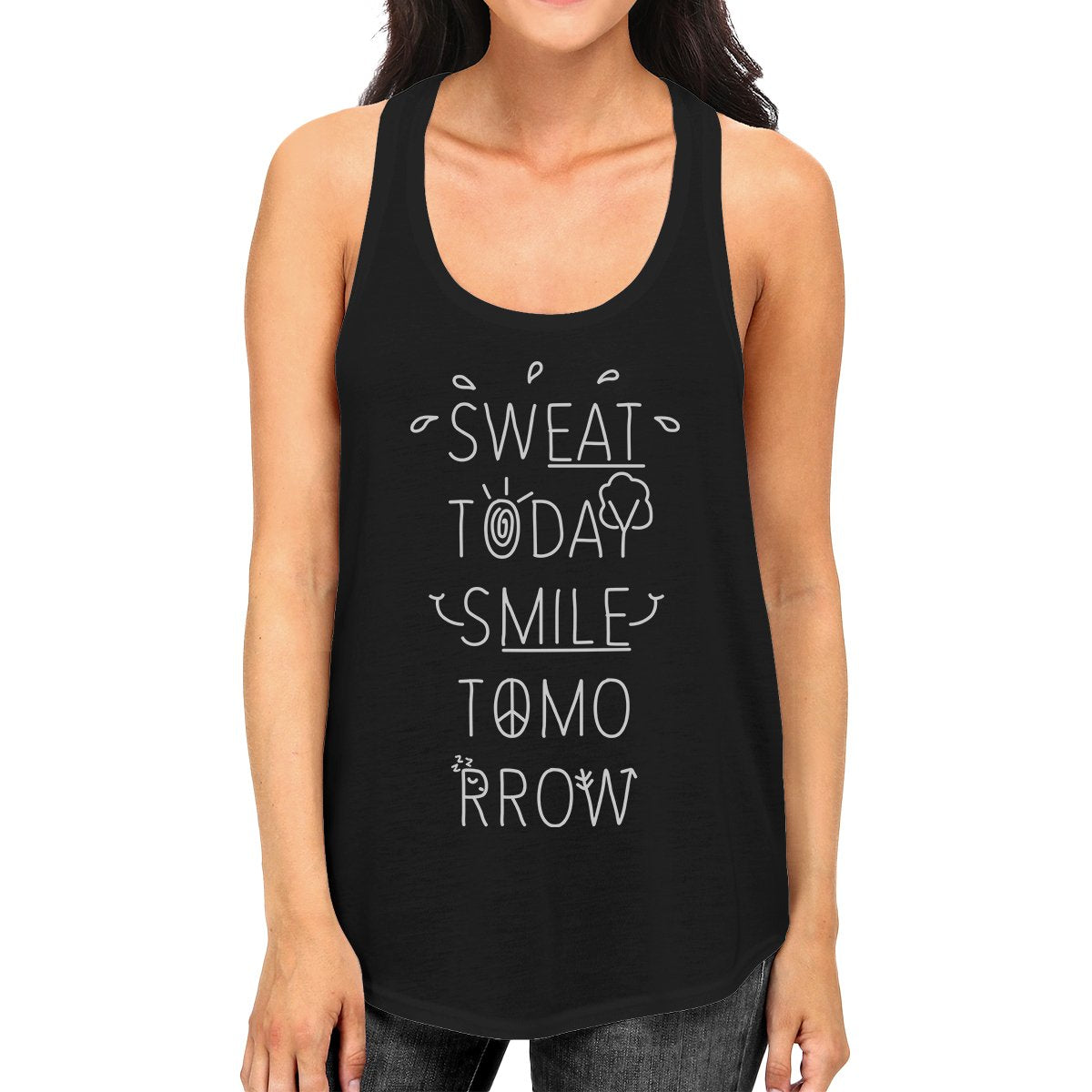 Sweat Smile Womens Cute Gym Tank Top Cute Gift For Workout Lovers