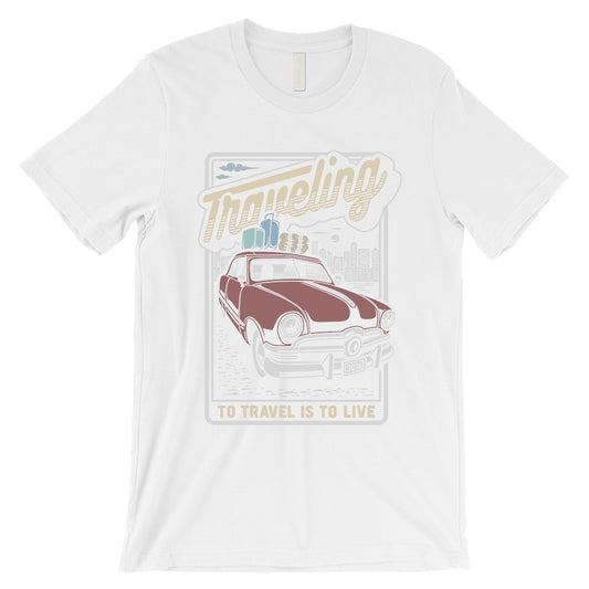 Traveling To Live Mens Unique Retro Style T-Shirt For Travel Lovers