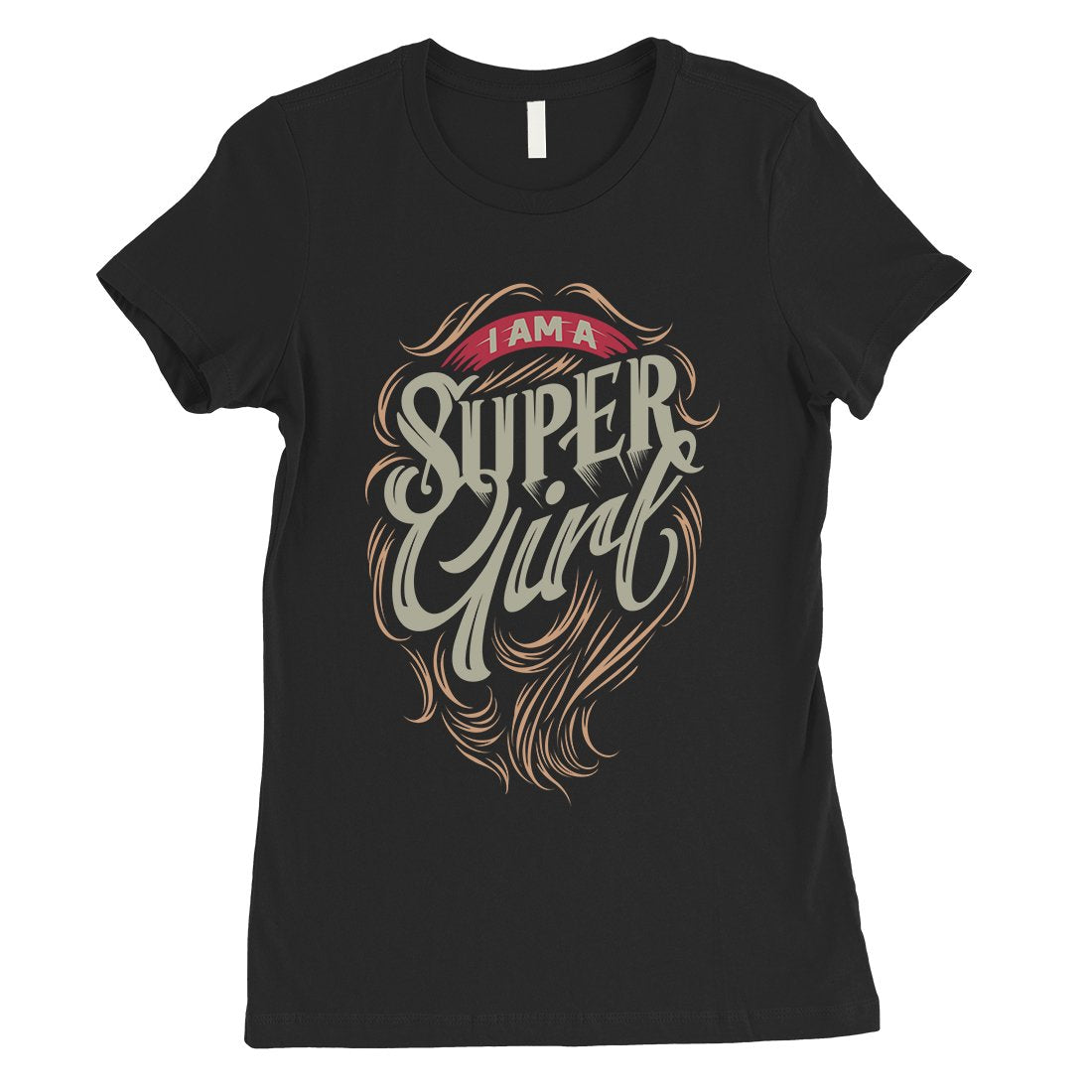 Super Girl Hair Womens Funny Graphic T-Shirt Short Sleeves Cotton