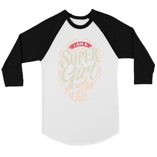 Super Girl Hair Womens Baseball Tee