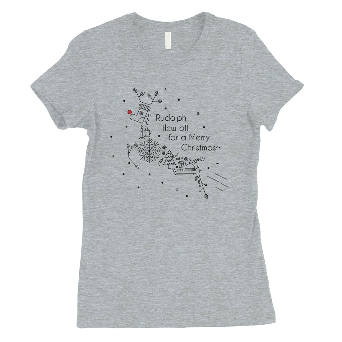 Line Art Rudolph Womens T-Shirt