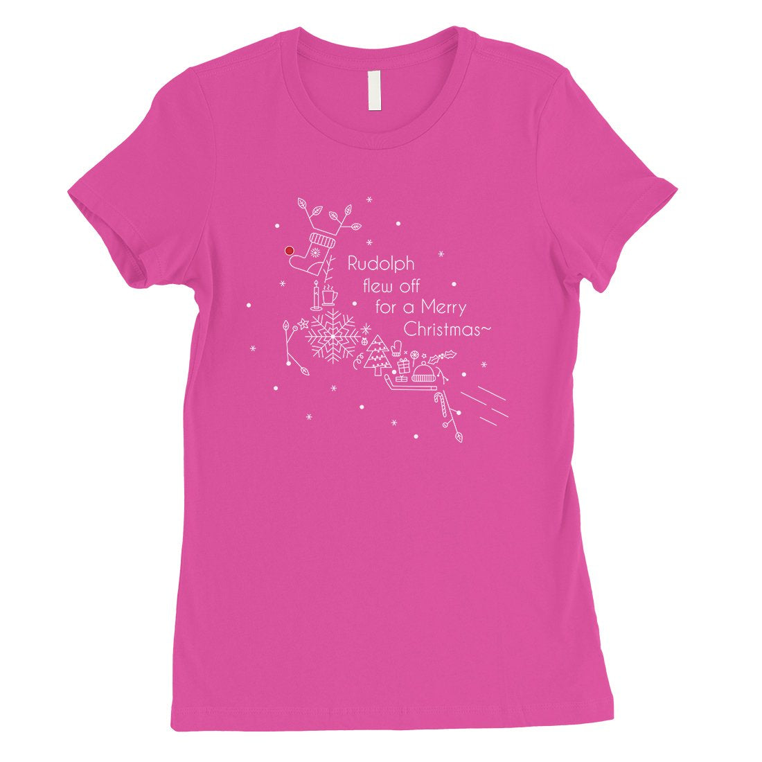 Line Art Rudolph Womens T-Shirt