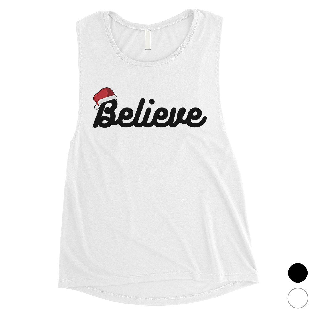 Believe Santa Hat Womens Muscle Shirt
