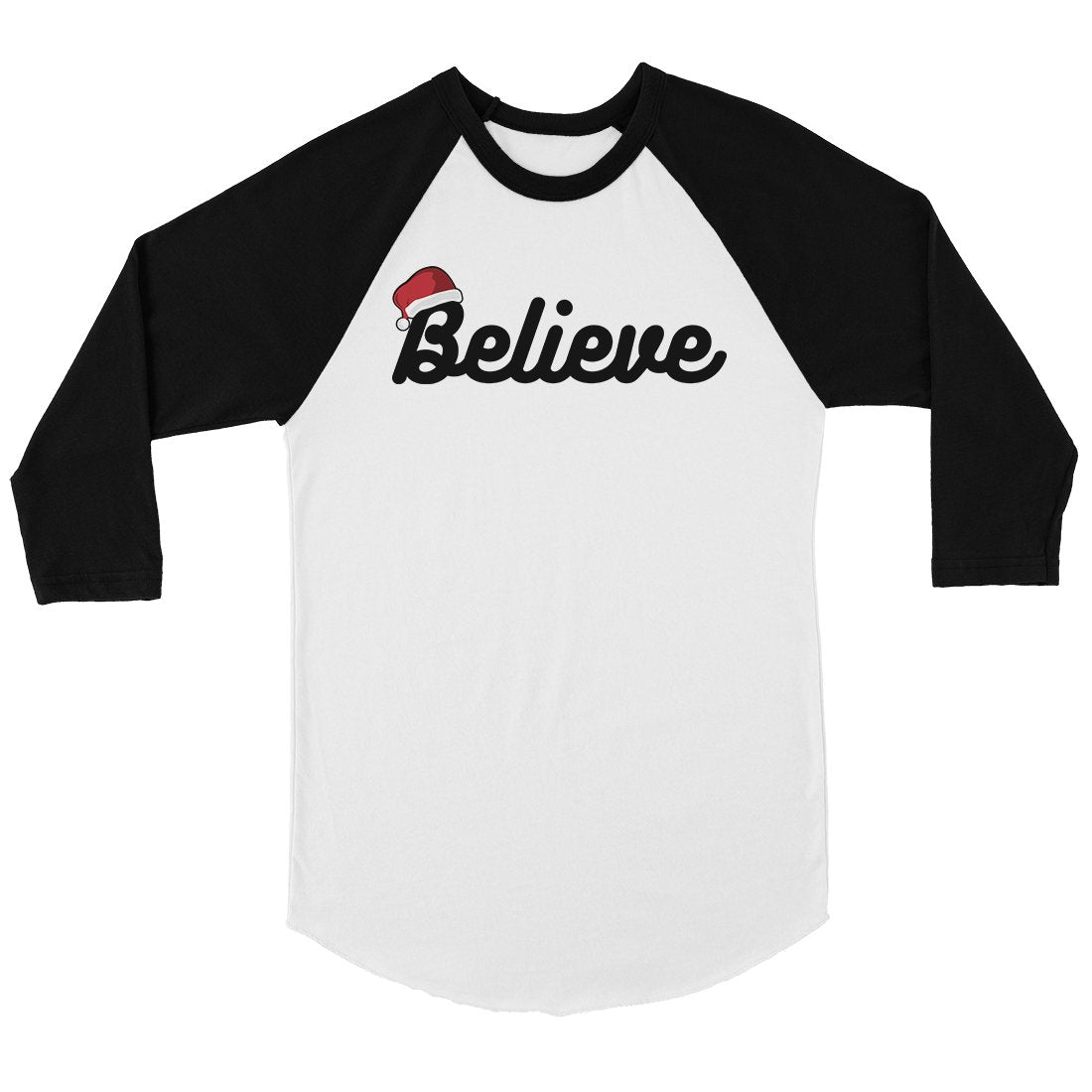 Believe Santa Hat Womens Baseball Tee