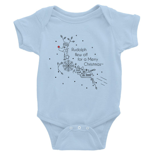 Line Art Rudolph For First Christmas Baby Gift Baby Bodysuit Gift