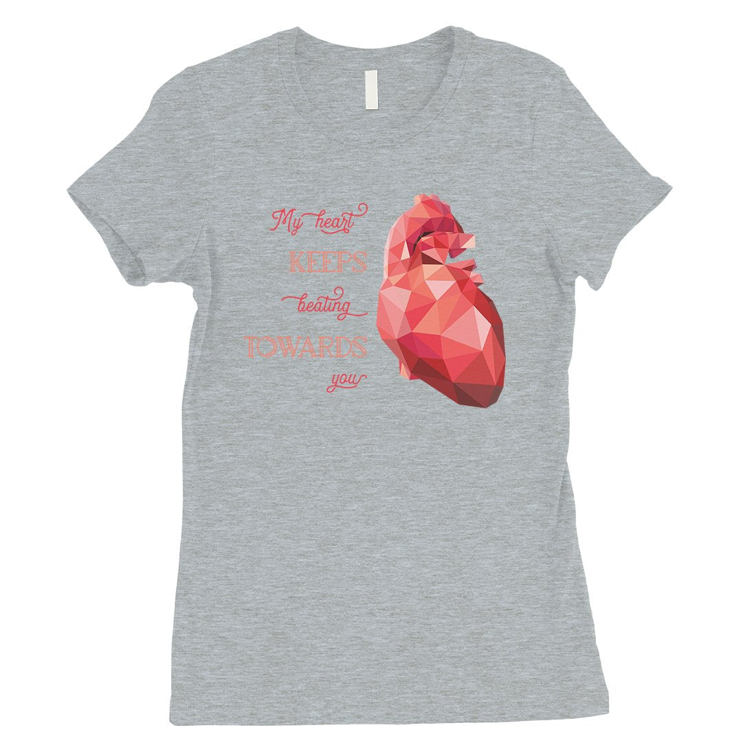 Geometric Heart Beating Womens T-Shirt Cute Valentine's Day Gift