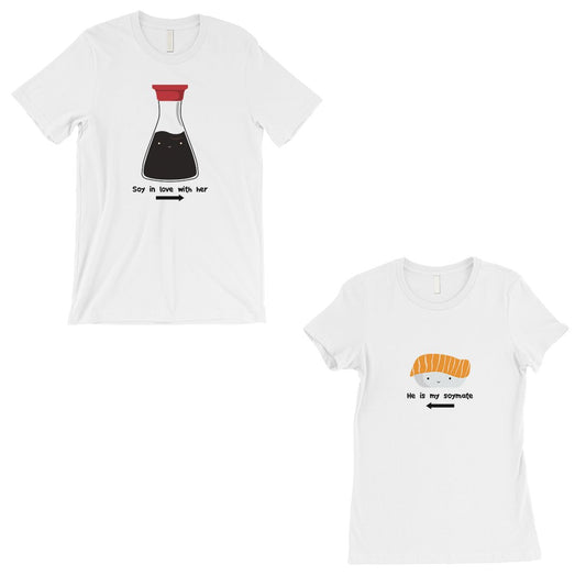 Sushi & Soy Sauce Matching Couple Gift Shirts White For Newlyweds
