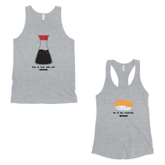 Sushi & Soy Sauce Matching Couple Tank Tops Funny Anniversary Gift
