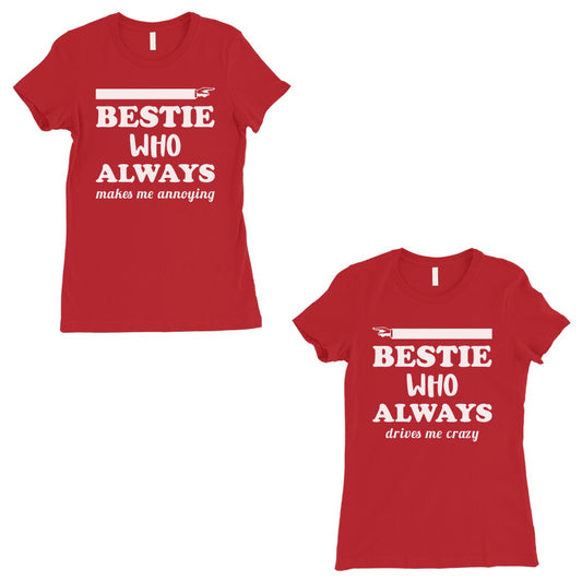 Bestie Always Womens Red BFF Matching T-Shirts Funny Christmas Gift