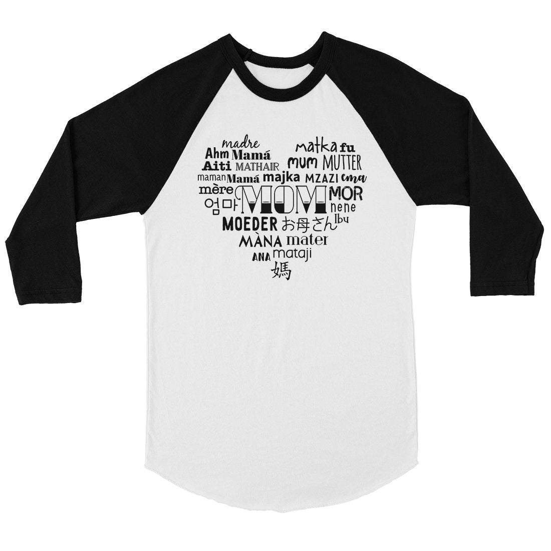 Mom Different Languages Womens Baseball Shirt Cute Mother's Gift