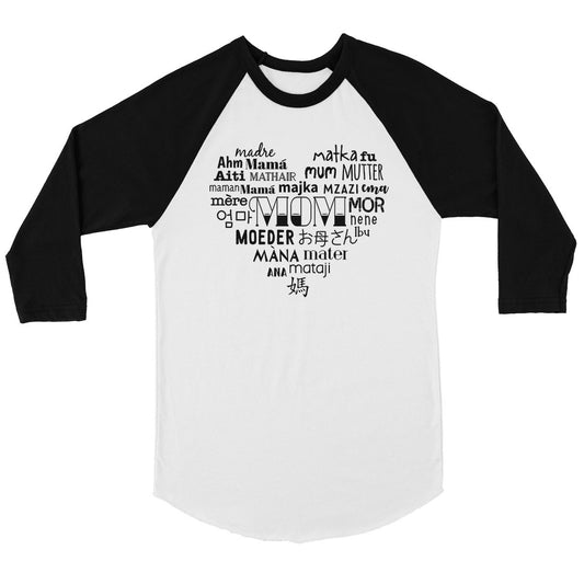 Mom Different Languages Womens Baseball Shirt Cute Mother's Gift