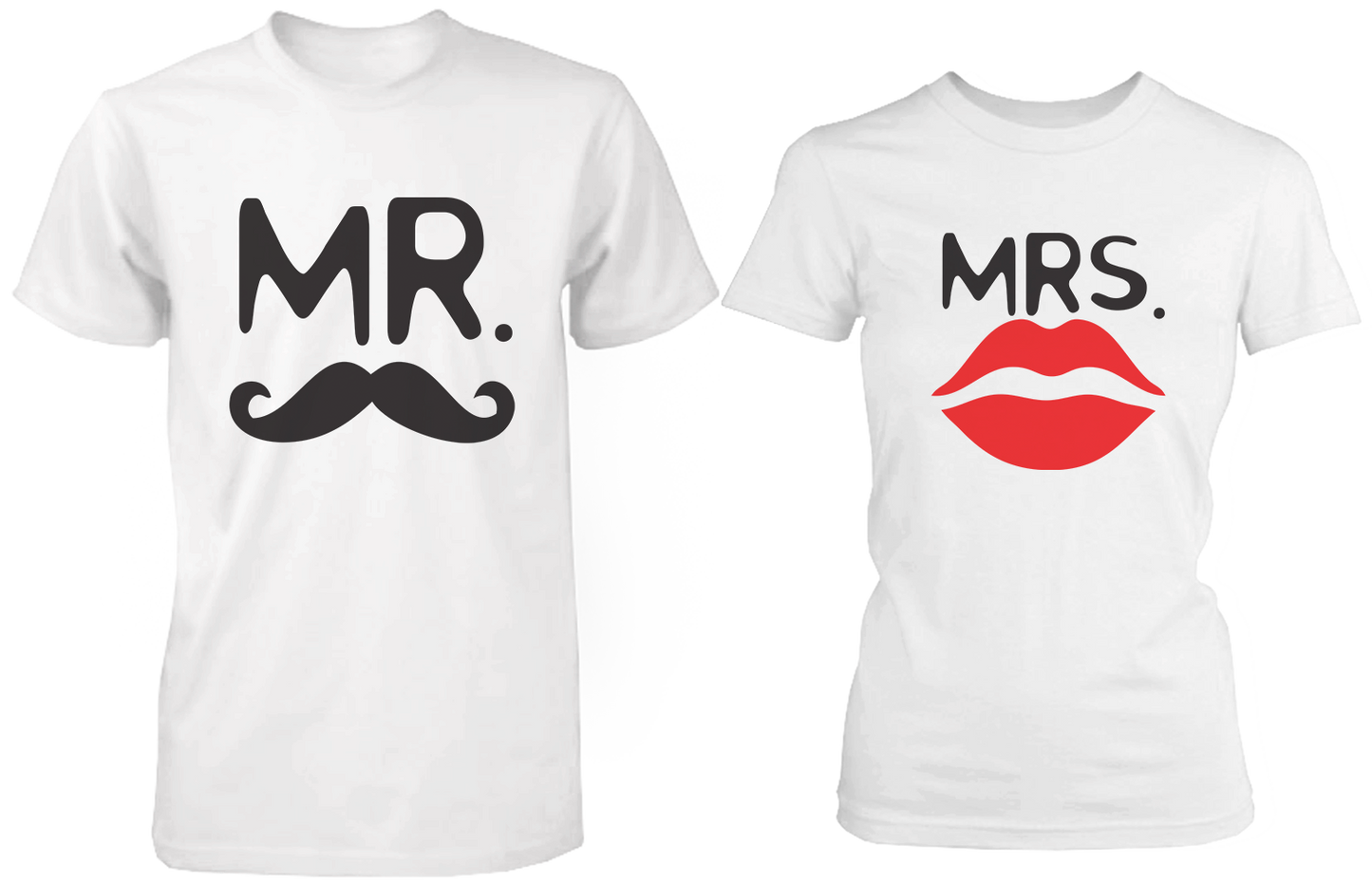 Mr. Mustache & Mrs. Lips Matching Couple Shirts (Set)