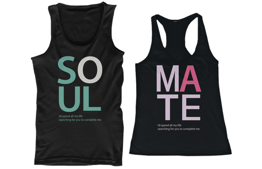 SOUL MATE Couple Tank Tops Cute His and Her Matching Tanks for Couples