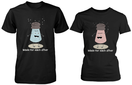 Salt & Pepper Made for Each Other Matching Couple Shirts (his & hers Set)