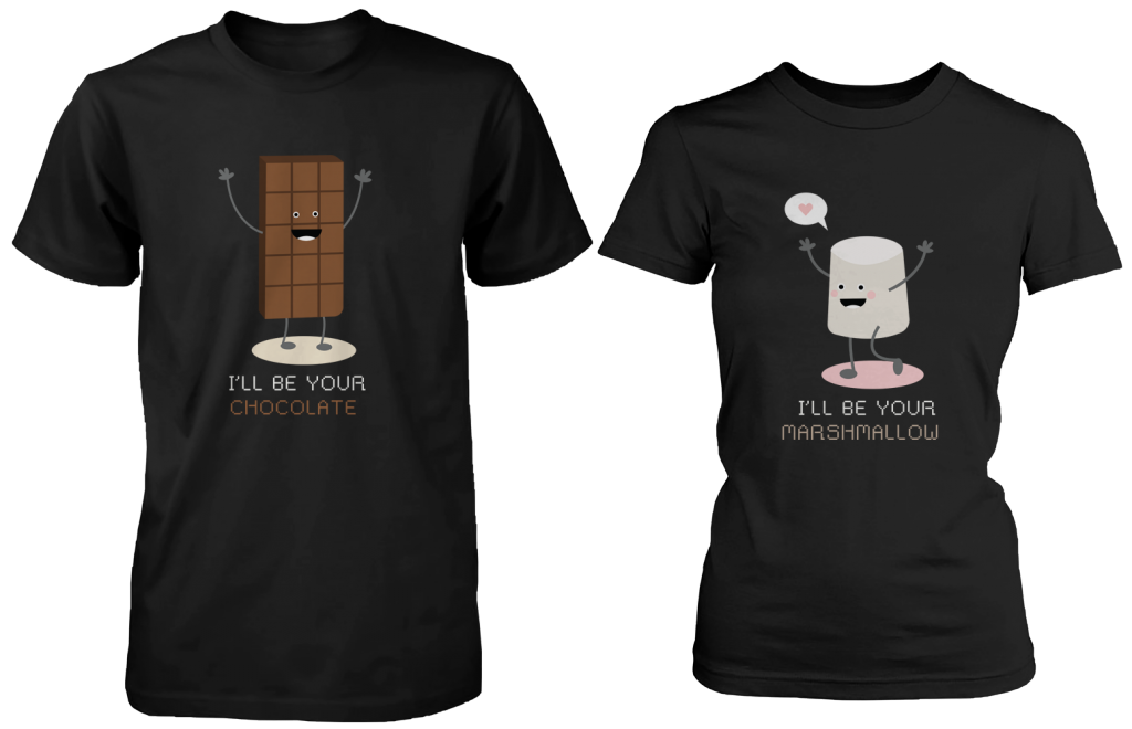 I'll Be Your Chocolate & I'll Be Your Marshmallow Matching Couple Shirts (his & hers Set)
