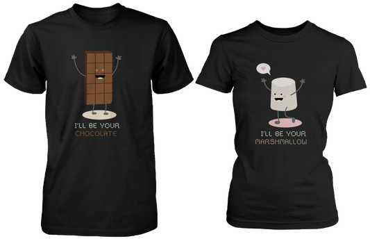 I'll Be Your Chocolate & I'll Be Your Marshmallow Matching Couple Shirts (his & hers Set)