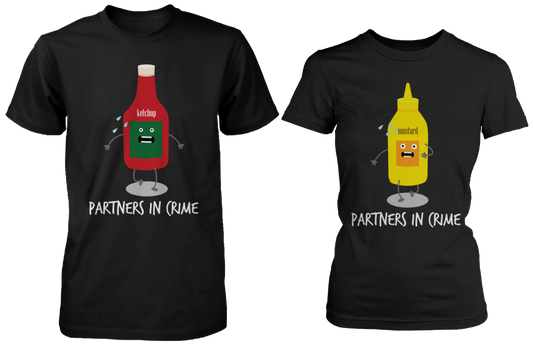 Ketchup & Mustard Partners In Crime Matching Couple Shirts (his & hers Set)