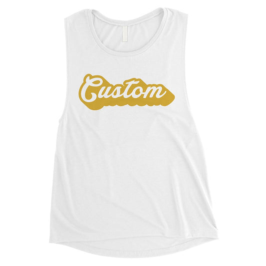 Yellow Pop Up Text Colorful Bold Womens Personalized Muscle Tops