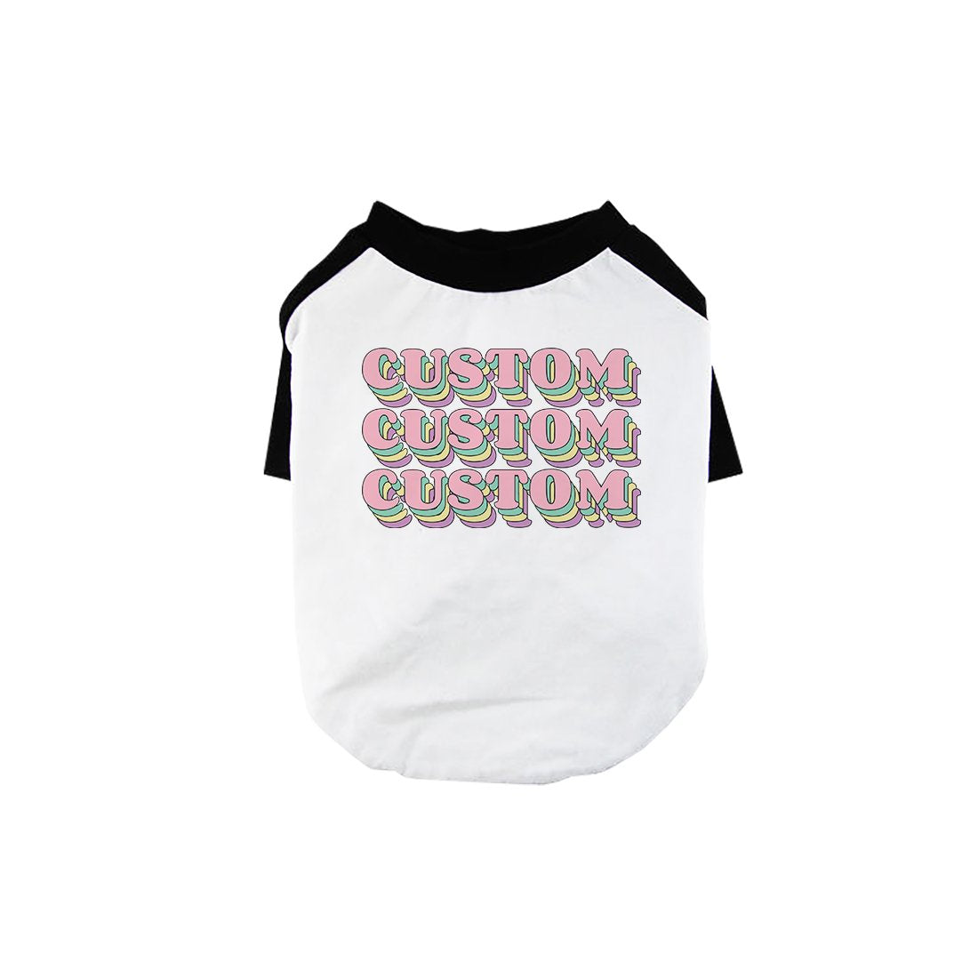 Sorority Theme Pink Top Text Pets Personalized Baseball Shirt for Small Dog