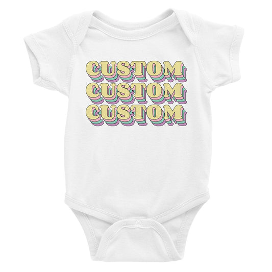 Sorority Theme Yellow Top Text Peaceful Baby Personalized Bodysuit