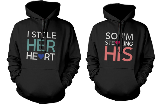Stealing Hearts Romantic Couple Hoodies His and Her Matching Outfit