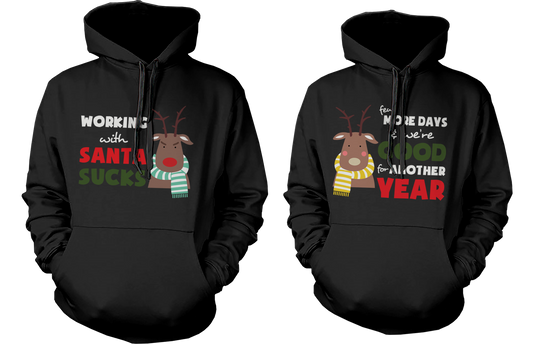 Mr and Mrs Rudolph Couple Matching Outfit Cute X-Mas Couple Hoodies