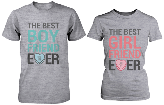The Best Boyfriend & Girlfriend Ever Matching Couple Shirts in Grey (Set)