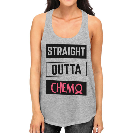 Straight Outta Chemo Breast Cancer Womens Grey Tank Top