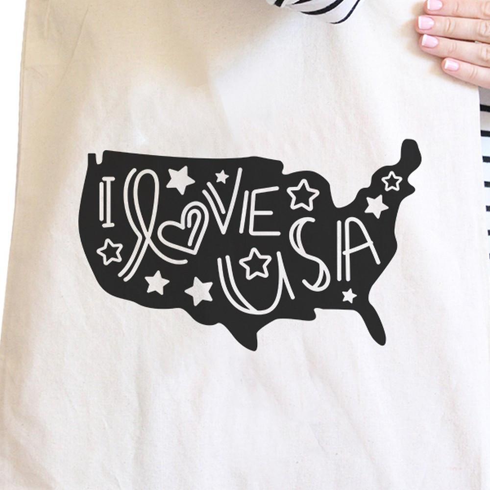 I Love USA Natural Canvas Tote Bag Perfect Gift Idea For Army Wives