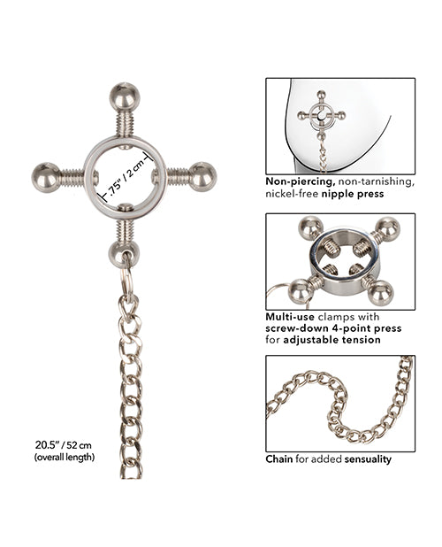 Nipple Grips 4 Point Nipple Press W/chain - Silver