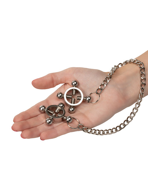 Nipple Grips 4 Point Nipple Press W/chain - Silver