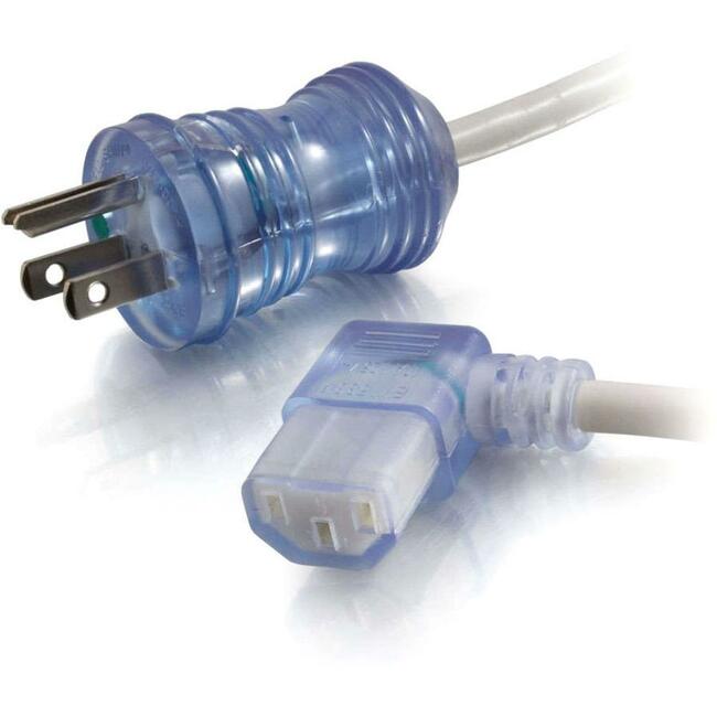 C2G 12ft 16 AWG Hospital Grade Power Cord (NEMA 5-15P to IEC320C13R) - Gray with Clear Connectors