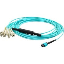 AddOn 4m MPO (Female) to 8xLC (Male) 8-strand Aqua OM4 Fiber Fanout Cable