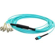 AddOn 7m MPO (Female) to 8xLC (Male) 8-strand Aqua OM3 Fiber Fanout Cable