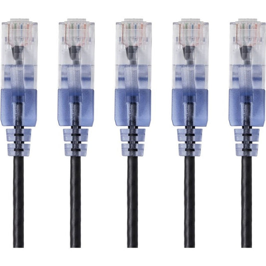 Monoprice 5-Pack, SlimRun Cat6A Ethernet Network Patch Cable, 10ft Black