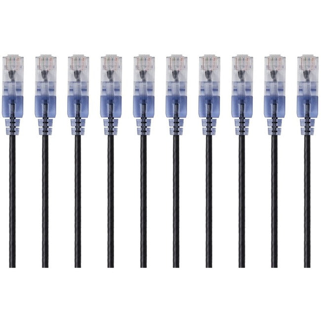 Monoprice 10-Pack, SlimRun Cat6A Ethernet Network Patch Cable, 1ft Black