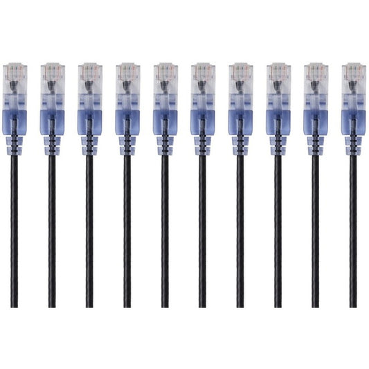 Monoprice 10-Pack, SlimRun Cat6A Ethernet Network Patch Cable, 1ft Black
